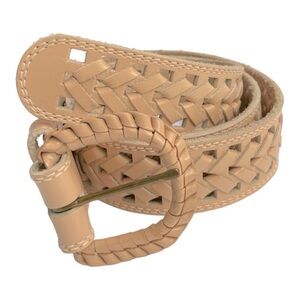 Ginnie Johansen Vintage Leather And Canvas Fabric Belt Fleur De Lis Pattern Ginnie Johansen Inc. Belts for Women on Sale up to 90% Off  main image 3